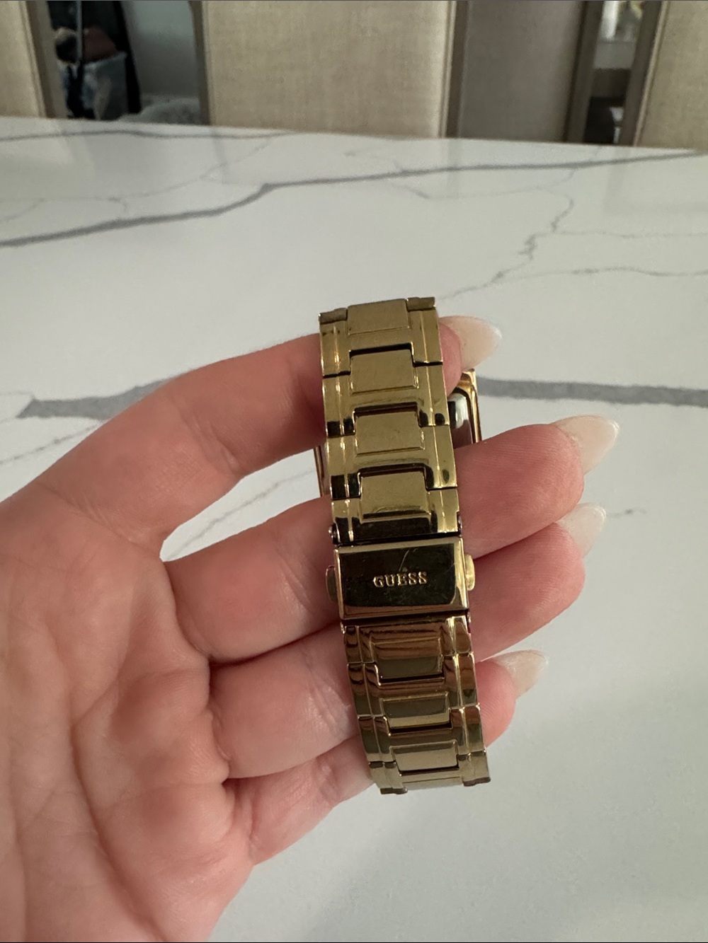 GUESS Gold-Tone Rectangular Bracelet Watch - Picture 3 of 7